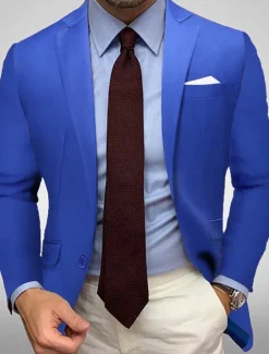 Clearance OUKU Men's Blazer Jacket Sport Coat Notch Collar Casual Solid Colored Black White Yellow Standard Fit Single Breasted One-button
