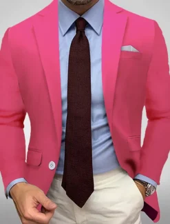 Clearance OUKU Men's Blazer Jacket Sport Coat Notch Collar Casual Solid Colored Black White Yellow Standard Fit Single Breasted One-button