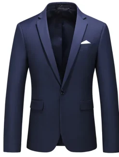 Clearance OUKU Men's Blazer Jacket Sport Coat Notch Collar Casual Solid Colored Black White Yellow Standard Fit Single Breasted One-button