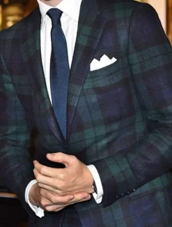 Best OUKU Men's Blazer Jacket Sport Coat Notch Collar Fashion Office Checkered Tailored Fit Single Breasted Two-buttons Green
