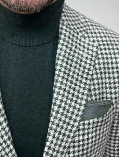 Best OUKU Men's Blazer Jacket Sport Coat Closure collar Outdoor Casual Houndstooth Checkered Black Yellow Light Green Tailored Fit Single Breasted Two-buttons