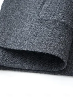 Clearance OUKU Men's Blazer Jacket Sweater Coat School Formal Wedding Elegant Warm Spring Fall Wool Nylon Solid Color Jacquard Multiple Pockets Comfy Single Breasted Two-button Blazer Black Dark Grey Army Green