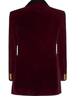 New OUKU Men's Blazer Jacket Tuxedo Shawl Collar Vintage Party Velvet Patchwork Solid Colored Blazer Burgundy Navy Blue Green Standard Fit Double Breasted Four-buttons