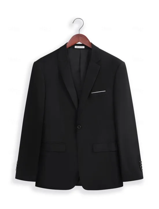 Outlet OUKU Men's Blazer Jacket Wedding Guest Casual Casual Daily Fashion Casual All Seasons Polyester Solid Colored Basic Single Breasted Blazer Dark Gray Black Navy Blue