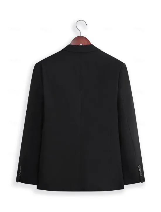 Outlet OUKU Men's Blazer Jacket Wedding Guest Casual Casual Daily Fashion Casual All Seasons Polyester Solid Colored Basic Single Breasted Blazer Dark Gray Black Navy Blue