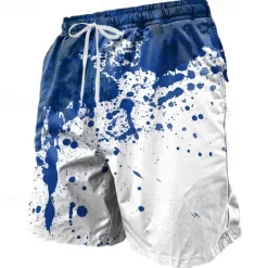 Discount OUKU Men's Blood stains Halloween Costumes Swim Trunks Swim Shorts Board Shorts Mid Waist Punk Gothic Holiday Streetwear Side Pockets Mesh Lining Elastic Drawstring Waist Designer Clothing Apparel