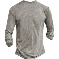 Hot OUKU Men's Blood stains T shirt Henley Shirt Long Sleeve 3D Print Designer Retro Vintage Street Casual Daily Summer Spring Fall Henley Henley T-Shirt Gray