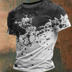 Online OUKU Men's Blood stains T Shirt Short Sleeve T shirt 3D Print Crew Neck Shirt Designer Steampunk Carnival Party Street Black Red Green Summer Spring Clothing Apparel S M L XL XXL XXXL
