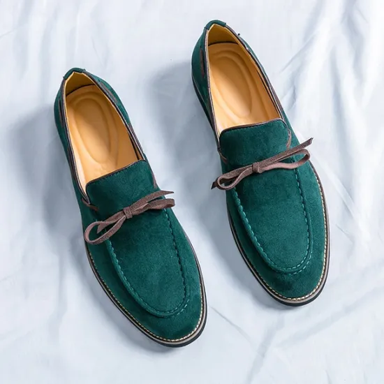 Clearance OUKU Men's Blue Loafers - Suede Faux Leather with Tassel Detailing, Stylish and Comfortable Slip-On Shoes for Men, Perfect for Casual, Office and Everyday Wear