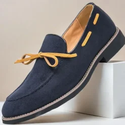 Clearance OUKU Men's Blue Loafers - Suede Faux Leather with Tassel Detailing, Stylish and Comfortable Slip-On Shoes for Men, Perfect for Casual, Office and Everyday Wear