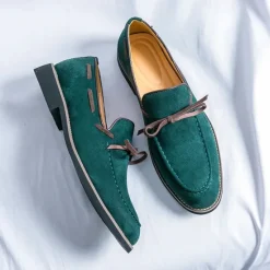 Clearance OUKU Men's Blue Loafers - Suede Faux Leather with Tassel Detailing, Stylish and Comfortable Slip-On Shoes for Men, Perfect for Casual, Office and Everyday Wear