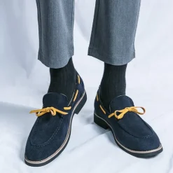 Clearance OUKU Men's Blue Loafers - Suede Faux Leather with Tassel Detailing, Stylish and Comfortable Slip-On Shoes for Men, Perfect for Casual, Office and Everyday Wear