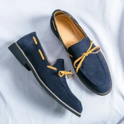 Clearance OUKU Men's Blue Loafers - Suede Faux Leather with Tassel Detailing, Stylish and Comfortable Slip-On Shoes for Men, Perfect for Casual, Office and Everyday Wear