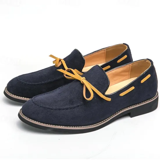 Clearance OUKU Men's Blue Loafers - Suede Faux Leather with Tassel Detailing, Stylish and Comfortable Slip-On Shoes for Men, Perfect for Casual, Office and Everyday Wear