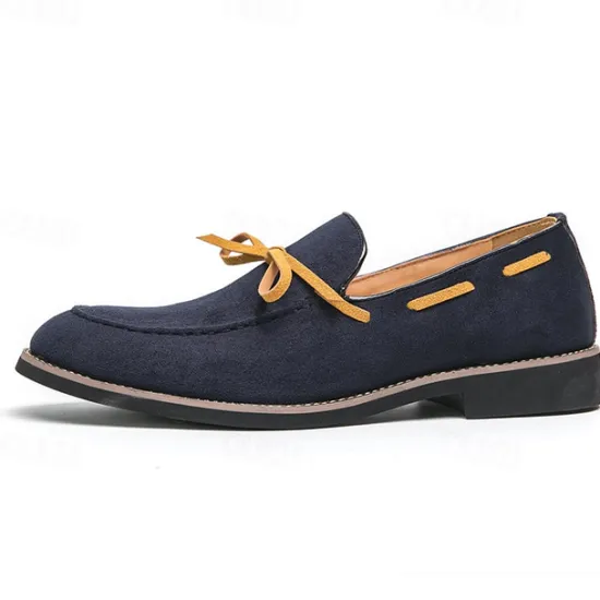 Clearance OUKU Men's Blue Loafers - Suede Faux Leather with Tassel Detailing, Stylish and Comfortable Slip-On Shoes for Men, Perfect for Casual, Office and Everyday Wear