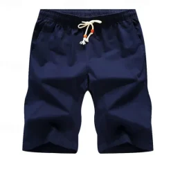 Discount OUKU Men's Board Shorts Casual Shorts Drawstring Elastic Waist Plain Breathable Soft Casual Weekend Fashion Streetwear White Blue Micro-elastic