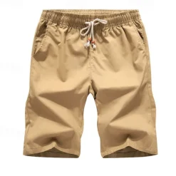 Discount OUKU Men's Board Shorts Casual Shorts Drawstring Elastic Waist Plain Breathable Soft Casual Weekend Fashion Streetwear White Blue Micro-elastic