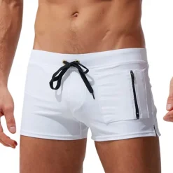 New OUKU Men's Board Shorts Swim Shorts Swim Trunks Drawstring Elastic Waist Plain Comfort Quick Dry Short Holiday Beach Weekend Fashion Casual Black White Micro-elastic