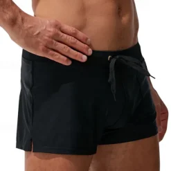 New OUKU Men's Board Shorts Swim Shorts Swim Trunks Drawstring Elastic Waist Plain Comfort Quick Dry Short Holiday Beach Weekend Fashion Casual Black White Micro-elastic