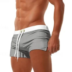 Clearance OUKU Men's Board Shorts Swim Shorts Swim Trunks Swim Briefs Drawstring Elastic Waist Zipper Pocket Solid Color Breathable Quick Dry Short Casual Daily Beach Fashion Classic Style ArmyGreen Black