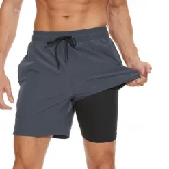 Online OUKU Men's Board Shorts Swim Shorts Swim Trunks Drawstring Elastic Waist With Compression Liner Plain Comfort Quick Dry Short Holiday Beach Weekend Fashion Casual ArmyGreen Wine Micro-elastic