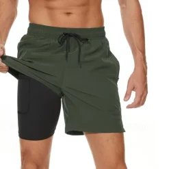 Online OUKU Men's Board Shorts Swim Shorts Swim Trunks Drawstring Elastic Waist With Compression Liner Plain Comfort Quick Dry Short Holiday Beach Weekend Fashion Casual ArmyGreen Wine Micro-elastic