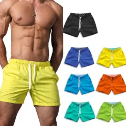 Discount OUKU Men's Board Shorts Swim Shorts Swim Trunks Drawstring with Pockets Solid Colored Waterproof UV Sun Protection Swimming Pool Hawaiian Casual / Sporty Black White Micro-elastic
