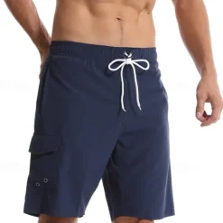OUKU Men's Board Shorts Swim Shorts Swim Trunks Drawstring Elastic Waist Plain Comfort Quick Dry Short Holiday Beach Weekend Fashion Casual Black Wine Micro-elastic