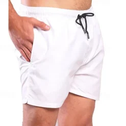 Discount OUKU Men's Board Shorts Swim Shorts Swim Trunks Shorts Drawstring Elastic Waist Plain Comfort Quick Dry Short Holiday Beach Weekend Fashion Casual White Pink Micro-elastic