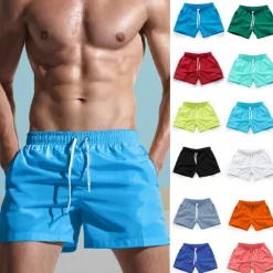 OUKU Men's Board Shorts Swim Shorts Swim Trunks Drawstring Elastic Waist Elastic Drawstring Design Solid Colored Quick Dry Sports Short Daily Going out Beach Streetwear Casual Black White Micro-elastic