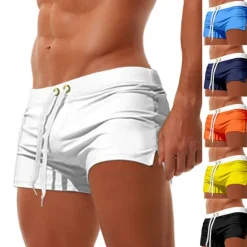 Sale OUKU Men's Board Shorts Swim Shorts Swim Trunks Swim Briefs Drawstring Elastic Waist Zipper Pocket Solid Color Breathable Quick Dry Short Casual Daily Beach Fashion Classic Style ArmyGreen Black