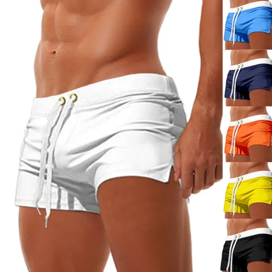 Sale OUKU Men's Board Shorts Swim Shorts Swim Trunks Swim Briefs Drawstring Elastic Waist Zipper Pocket Solid Color Breathable Quick Dry Short Casual Daily Beach Fashion Classic Style ArmyGreen Black