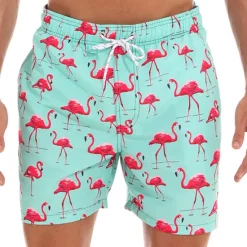Best OUKU Men's Board Shorts Swim Shorts Swim Trunks Summer Shorts Beach Shorts Pocket Drawstring with Mesh lining Graphic Flamingo Quick Dry Outdoor Holiday Going out Hawaiian Boho Green
