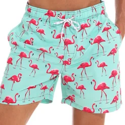 Best OUKU Men's Board Shorts Swim Shorts Swim Trunks Summer Shorts Beach Shorts Pocket Drawstring with Mesh lining Graphic Flamingo Quick Dry Outdoor Holiday Going out Hawaiian Boho Green