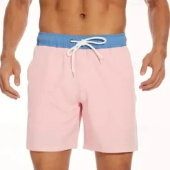 Best OUKU Men's Board Shorts Swim Shorts Swim Trunks Daily Beach Breathable Quick Dry Drawstring Drawstring Elastic Waist Liner Color Block Short Sport Casual Activewear Pink Red Micro-elastic