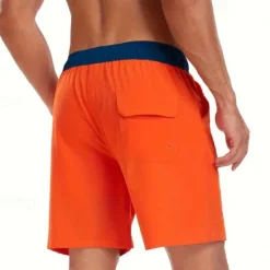 Best OUKU Men's Board Shorts Swim Shorts Swim Trunks Daily Beach Breathable Quick Dry Drawstring Drawstring Elastic Waist Liner Color Block Short Sport Casual Activewear Pink Red Micro-elastic