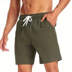 Best OUKU Men's Board Shorts Swim Shorts Swim Trunks Daily Beach Breathable Quick Dry Drawstring Drawstring Elastic Waist Liner Color Block Short Sport Casual Activewear Pink Red Micro-elastic