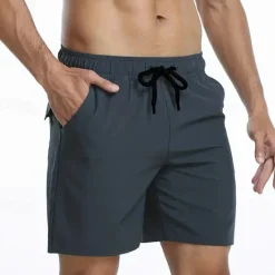 Best OUKU Men's Board Shorts Swim Shorts Swim Trunks Daily Beach Breathable Quick Dry Drawstring Drawstring Elastic Waist Liner Color Block Short Sport Casual Activewear Pink Red Micro-elastic