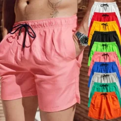 Discount OUKU Men's Board Shorts Swim Shorts Swim Trunks Shorts Drawstring Elastic Waist Plain Comfort Quick Dry Short Holiday Beach Weekend Fashion Casual Grass Green Black Micro-elastic