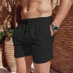 Discount OUKU Men's Board Shorts Swim Shorts Swim Trunks Shorts Drawstring Elastic Waist Plain Comfort Quick Dry Short Holiday Beach Weekend Fashion Casual Grass Green Black Micro-elastic