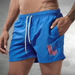 Sale OUKU Men's Board Shorts Swim Shorts Swim Trunks Drawstring with Mesh lining Elastic Waist National Flag Comfort Quick Dry Short Holiday Beach Weekend Fashion Casual Black White Micro-elastic