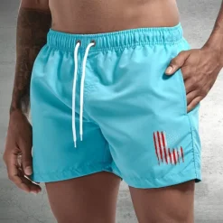 Sale OUKU Men's Board Shorts Swim Shorts Swim Trunks Drawstring with Mesh lining Elastic Waist National Flag Comfort Quick Dry Short Holiday Beach Weekend Fashion Casual Black White Micro-elastic