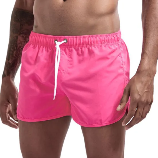 Clearance OUKU Men's Board Shorts Swim Shorts Swim Trunks Pocket Drawstring with Mesh lining Plain Quick Dry Short Holiday Beach Hawaiian Boho Black Dusty Rose
