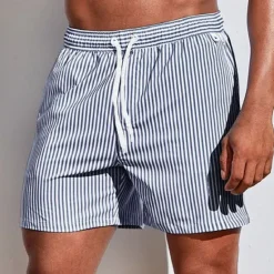 Online OUKU Men's Board Shorts Swim Shorts Swim Trunks Summer Shorts Beach Shorts Drawstring with Mesh lining Elastic Waist Graphic Stripe Breathable Soft Short Casual Daily Holiday Streetwear Hawaiian Light