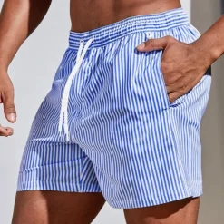 Online OUKU Men's Board Shorts Swim Shorts Swim Trunks Summer Shorts Beach Shorts Drawstring with Mesh lining Elastic Waist Graphic Stripe Breathable Soft Short Casual Daily Holiday Streetwear Hawaiian Light