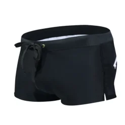New OUKU Men's Board Shorts Swim Shorts Swim Trunks Drawstring with Mesh lining Zipper Pocket Solid Color Quick Dry Comfortable Holiday Swimming Pool Hawaiian Casual / Sporty Slim Black White Low Waist