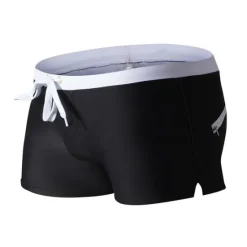 New OUKU Men's Board Shorts Swim Shorts Swim Trunks Drawstring with Mesh lining Zipper Pocket Solid Color Quick Dry Comfortable Holiday Swimming Pool Hawaiian Casual / Sporty Slim Black White Low Waist