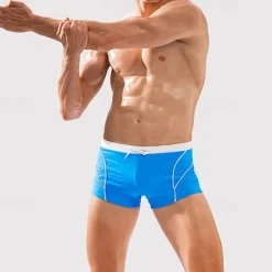 Hot OUKU Men's Board Shorts Swim Shorts Swim Trunks Patchwork Drawstring Elastic Waist Color Block Comfort Quick Dry Short Holiday Beach Weekend Fashion Casual Lake blue Black Micro-elastic