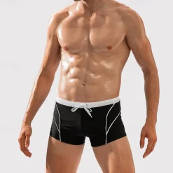Hot OUKU Men's Board Shorts Swim Shorts Swim Trunks Patchwork Drawstring Elastic Waist Color Block Comfort Quick Dry Short Holiday Beach Weekend Fashion Casual Lake blue Black Micro-elastic