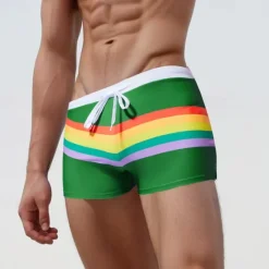 New OUKU Men's Board Shorts Swim Shorts Swim Trunks Drawstring Elastic Waist Color Block Rainbow Comfort Quick Dry Short Holiday Beach Weekend Fashion Casual Black Navy Blue Micro-elastic
